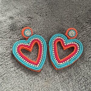 Colorful Heart Beaded Earrings